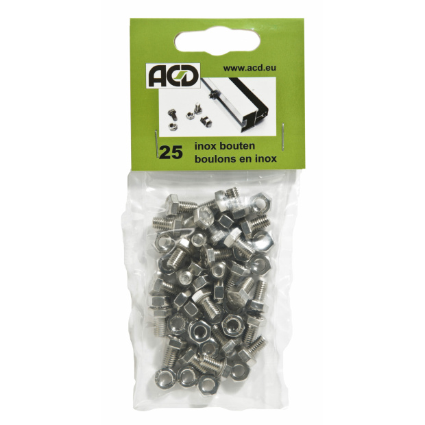 Acd inox bout m6x10 – 25 stuks met moer