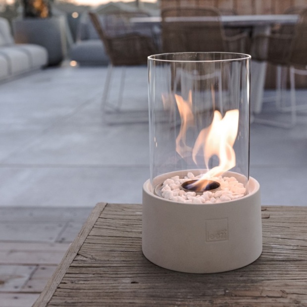 Leeff stonefire sfeerhaard wit – stijlvolle tafelhaard voor binnen en buiten